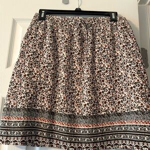 Skies are blue Floral Border Print Women’s Skirt in Ivory and Rust
